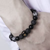 Wholesale Men's Titanium Steel Snowflake Sixpointed Star Rhombus Pattern Electroplated Bracelet