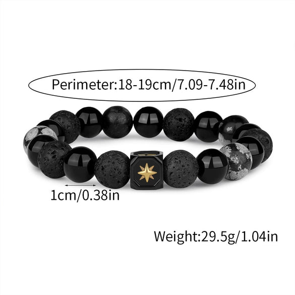 Wholesale Men's Titanium Steel Snowflake Sixpointed Star Rhombus Pattern Electroplated Bracelet