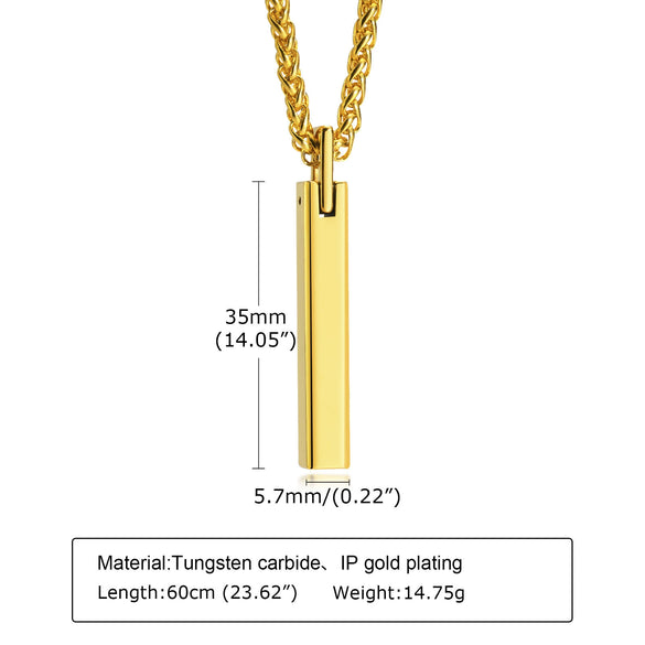 Wholesale Men's Tungsten Steel Glossy Pendant Necklace With Letters Numbers Text Pattern