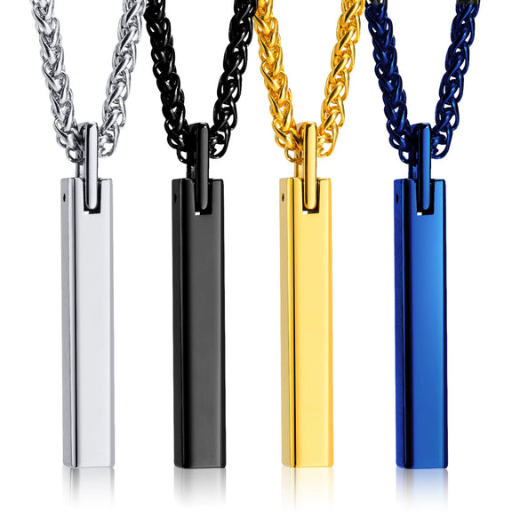 Wholesale Men's Tungsten Steel Glossy Pendant Necklace With Letters Numbers Text Pattern