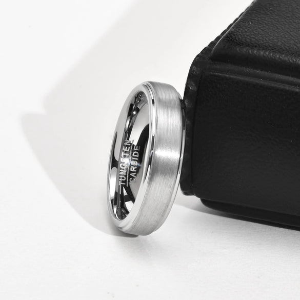Wholesale Men's Tungsten Steel Ring Black Geometric Style Polished