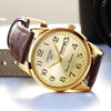 Wholesale Men's Waterproof Fashionable Watch Alloy Case Pu Strap Round Dial