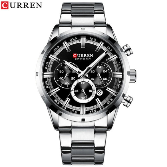 Wholesale Men's Waterproof Quartz Business Watch With Sixpin Calendar Stainless Steel Belt And Alloy Case Round Dial