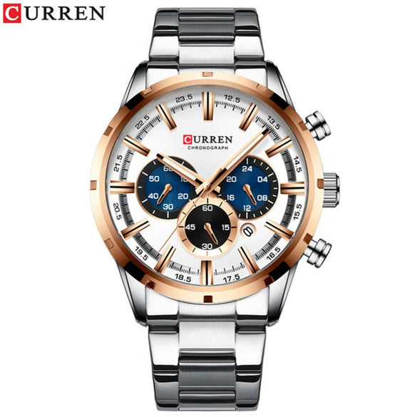 Wholesale Men's Waterproof Quartz Business Watch With Sixpin Calendar Stainless Steel Belt And Alloy Case Round Dial