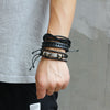 Wholesale Men's Woven Cowhide Bracelet Geometric Style Jewelry