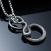 Wholesale Men's Zodiac Snake Pendant Necklace With Geometric Pattern Titanium Steel And Pearl Chain Dripping Oil Treatment