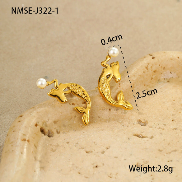 Wholesale Mermaid Stainless Steel Necklace 18K Gold Plated Geometric Design