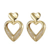 Wholesale Mesh Bag Rhinestone Hollow Heart Shaped Metal Gold Plated Earrings For Women