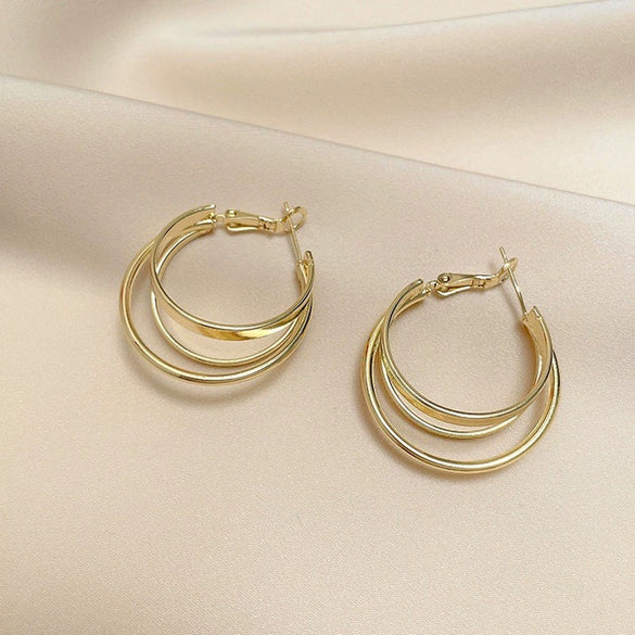 Wholesale Metal Alloy Cat's Eye Earrings With Geometric Pattern Retro Exaggerated Style For Women