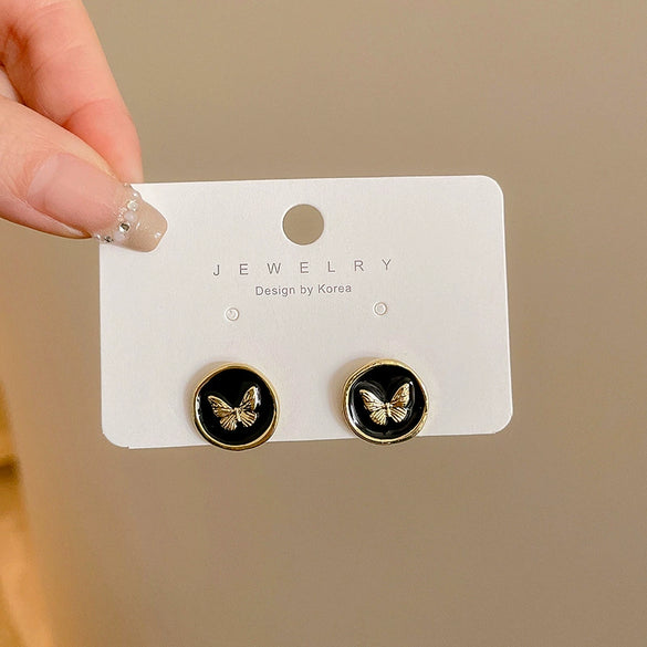 Wholesale Metal Alloy Cat's Eye Earrings With Geometric Pattern Retro Exaggerated Style For Women