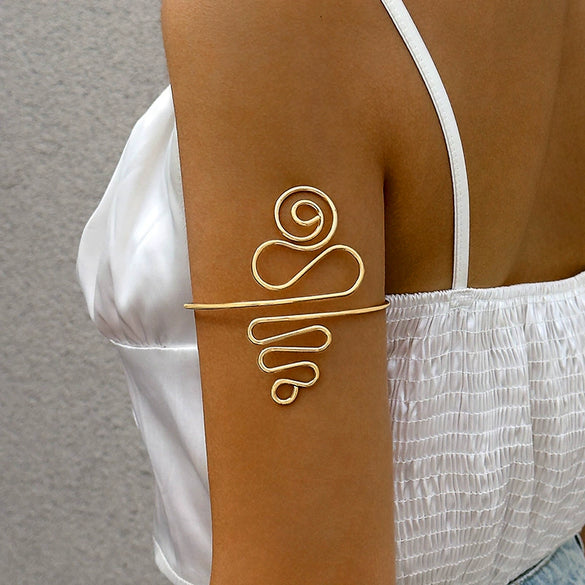 Wholesale Metal Alloy Flower Geometric Open Arm Bracelet Punk Style Niche For Women