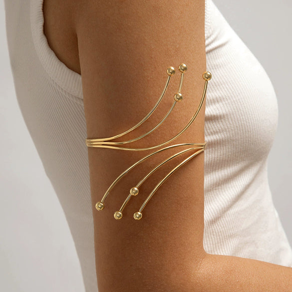 Wholesale Metal Alloy Flower Geometric Open Arm Bracelet Punk Style Niche For Women