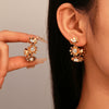 Wholesale Metal Alloy Flower Tassel Earrings With Electroplating Exaggerated And Fashionable For Women