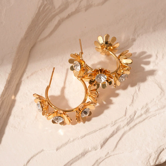 Wholesale Metal Alloy Flower Tassel Earrings With Electroplating Exaggerated And Fashionable For Women