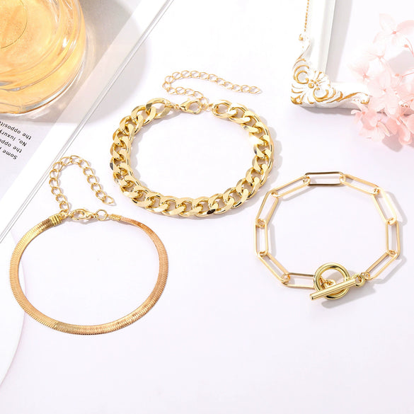 Wholesale Metal Alloy Folded Exaggerated Geometric Retro Style Electroplated Unisex Bracelet