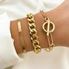 Wholesale Metal Alloy Folded Exaggerated Geometric Retro Style Electroplated Unisex Bracelet