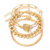 Wholesale Metal Alloy Folded Exaggerated Geometric Retro Style Electroplated Unisex Bracelet
