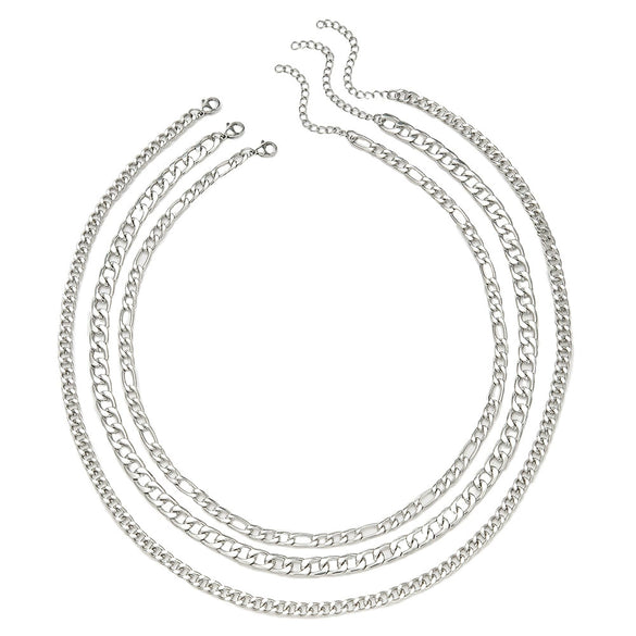 Wholesale Metal Alloy Geometric Punk Style Electroplated Stacked Necklace Jewelry