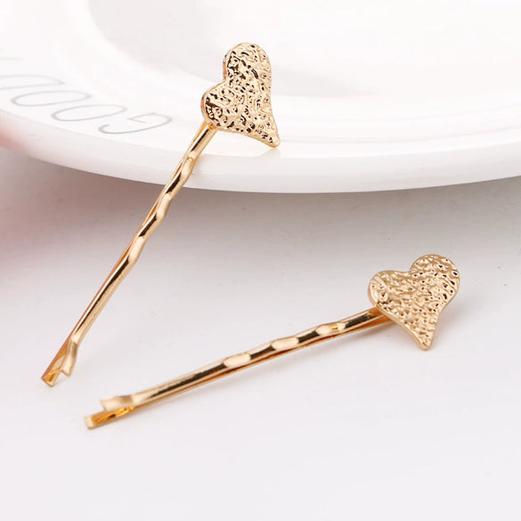 Wholesale Metal Alloy Goldplated Star Moon Frosted Hairpin Clip For Women Hair Accessories