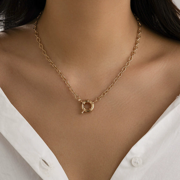 Wholesale Metal Alloy Snake Bone Chain Necklace With Geometric Design And Electroplating For Women
