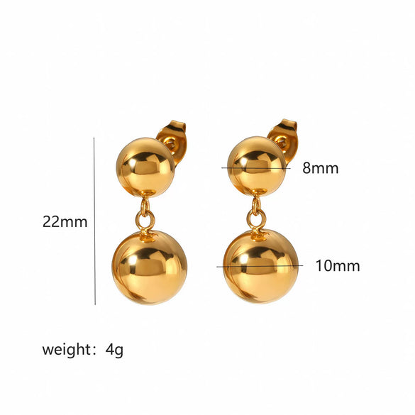 Wholesale Metal Ball Pendant Earrings Stainless Steel Geometric Light Luxury Style Electroplated For Women