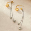 Wholesale Metal Ball Tassel Earrings Stainless Steel 18K Gold Electroplated Geometric Style Women's Ear Jewelry
