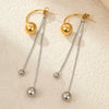 Wholesale Metal Ball Tassel Earrings Stainless Steel 18K Gold Electroplated Geometric Style Women's Ear Jewelry