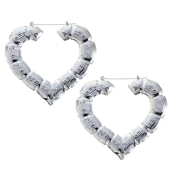 Wholesale Metal Bamboo Big Circle Geometric Hiphop Style Electroplated Unisex Earrings