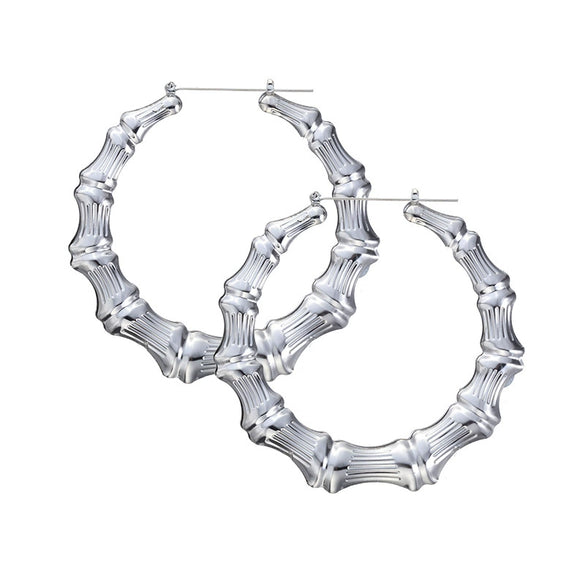 Wholesale Metal Bamboo Big Circle Geometric Hiphop Style Electroplated Unisex Earrings