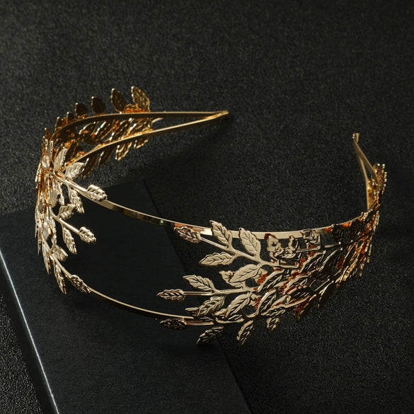 Wholesale Metal Baroque Leaf Hairband For Women Electroplated Hair Accessories