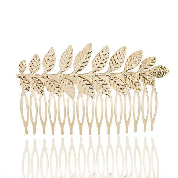 Wholesale Metal Baroque Style Gold Leaf Hairband And Hair Comb For Women As Hair Accessories