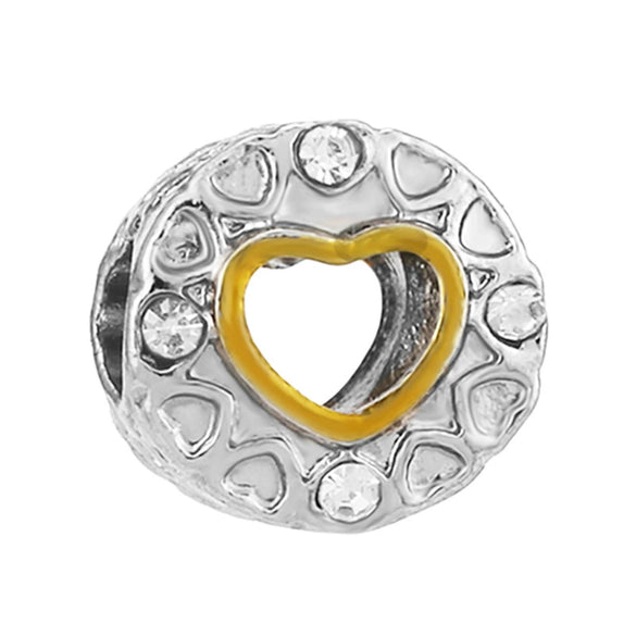 Wholesale Metal Beaded Bracelet With Hollow Love Shape And Rainbow Pendant Featuring Totem Pattern And Electroplating Treatment