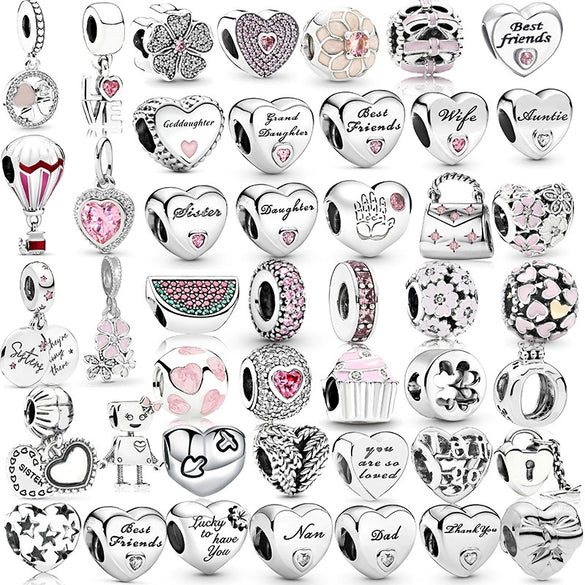 Wholesale Metal Beaded Bracelet With Pink Love Point Diamond Electroplated Totem Pattern Original Design