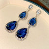 Wholesale Metal Blue Irregular Earrings With Silver Needle Pleated And Geometric Design Electroplated For Women