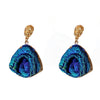 Wholesale Metal Blue Irregular Earrings With Silver Needle Pleated And Geometric Design Electroplated For Women