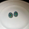 Wholesale Metal Blue Irregular Earrings With Silver Needle Pleated And Geometric Design Electroplated For Women