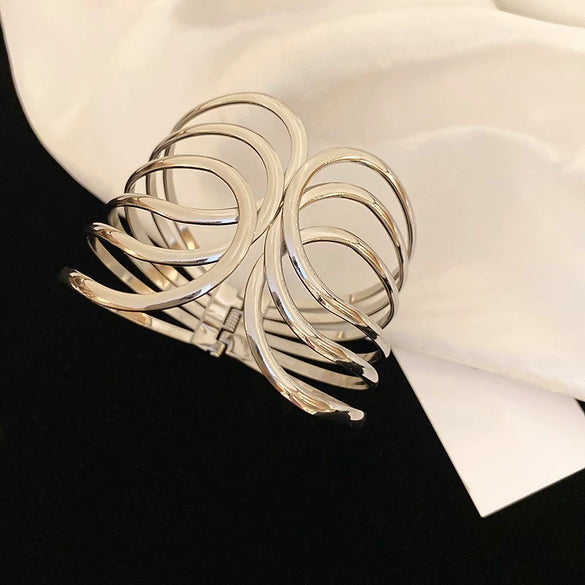 Wholesale Metal Bracelet With Geometric Style Electroplated For High End Feel Wide Edge Personality Exquisite Light Luxury Temperament