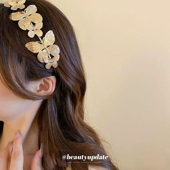 Wholesale Metal Butterfly Hairband With Simple Fashion Design And Electroplating Treatment For Women