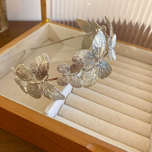 Wholesale Metal Butterfly Hairband With Simple Fashion Design And Electroplating Treatment For Women