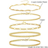 Wholesale Metal Chain Bracelet Copper Gold Plated Geometric Minimalist Unisex Ladies Jewelry Fivepiece Set