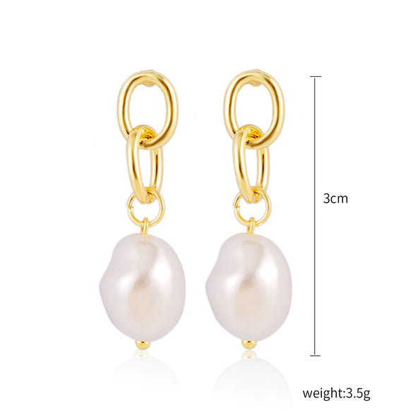 Wholesale Metal Chain Pearl Earrings With Electroplating Treatment Simple Fashion Retro Style For Women
