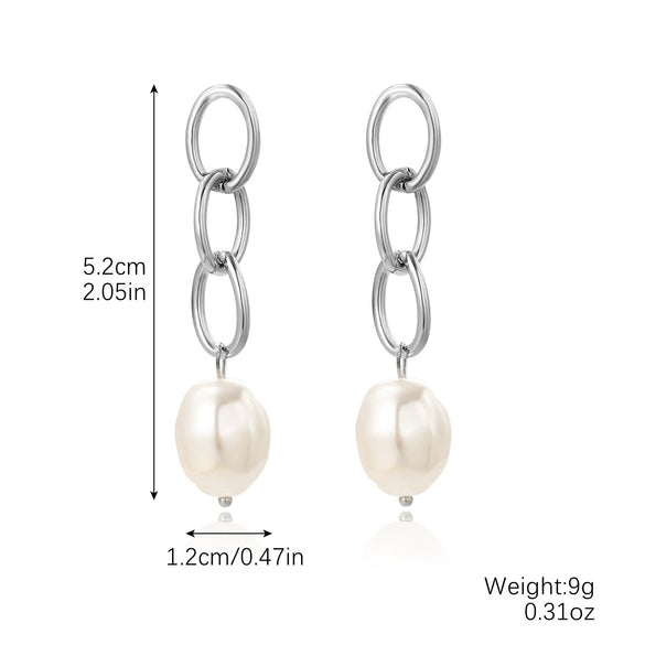 Wholesale Metal Chain Pearl Earrings With Electroplating Treatment Simple Fashion Retro Style For Women