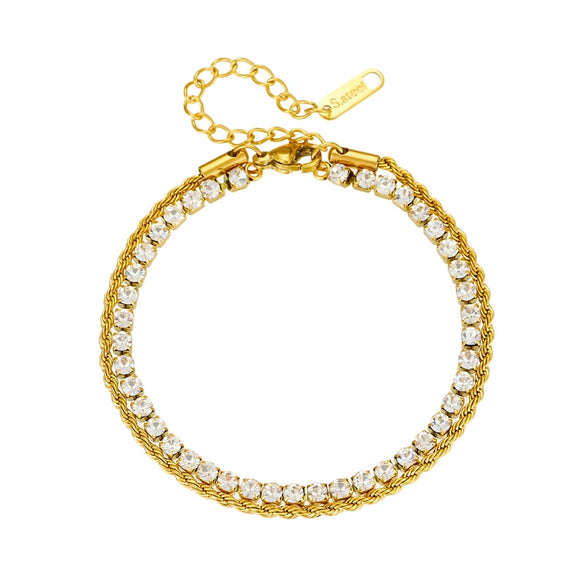Wholesale Metal Cold Style Goldplated Titanium Steel Twist Chain Doublelayer Bracelet