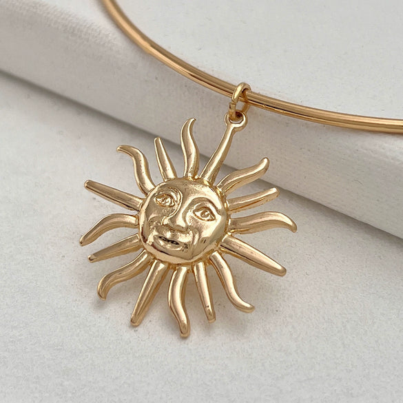 Wholesale Metal Collar Necklace Geometric Style Alloy Pendant Sunflower Design For Women