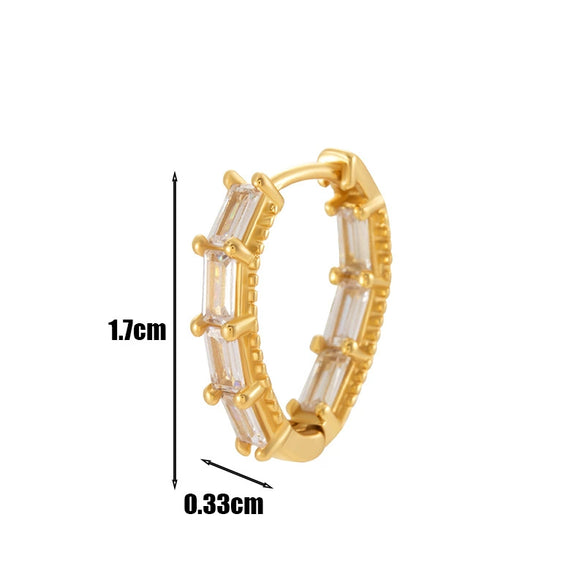 Wholesale Metal Copper Inlaid Zircon Round Love Cartilage Earrings Geometric Style Electroplated For Women