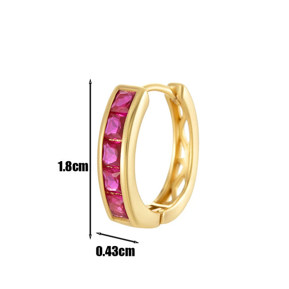 Wholesale Metal Copper Inlaid Zircon Round Love Cartilage Earrings Geometric Style Electroplated For Women
