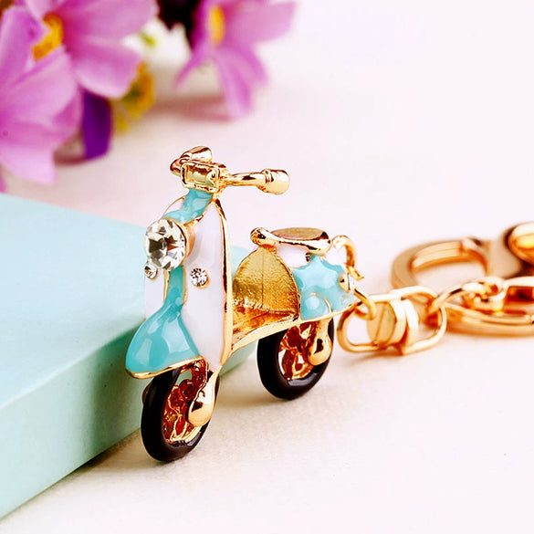 Wholesale Metal Creative Small Gift Rhinestone Electric Car Shaped Women's Bag Pendant Keychain