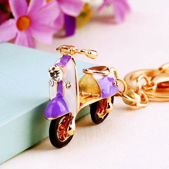Wholesale Metal Creative Small Gift Rhinestone Electric Car Shaped Women's Bag Pendant Keychain