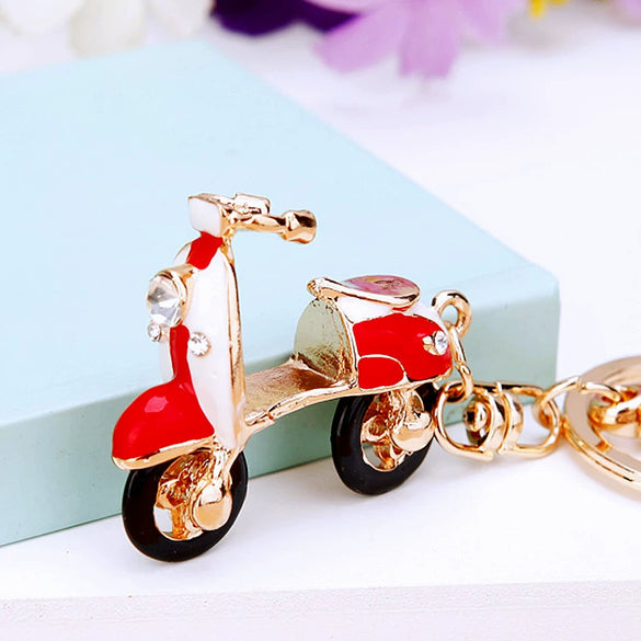 Wholesale Metal Creative Small Gift Rhinestone Electric Car Shaped Women's Bag Pendant Keychain