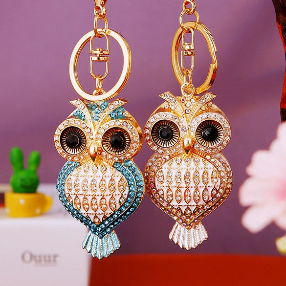 Wholesale Metal Cute Owl Shaped Car Keychain For Men And Women As Couple Bag Pendant Key Ring Gift